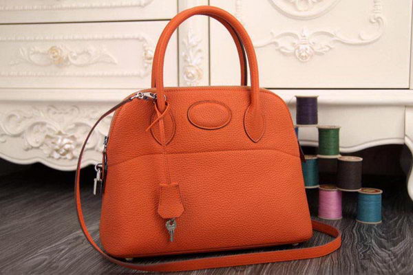 orange leather tote bag for those who love sharp colors