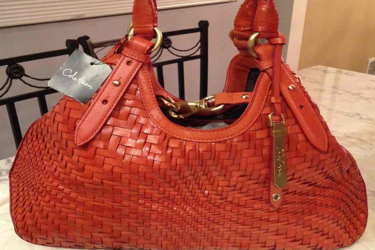 Orange leather shoulder bag