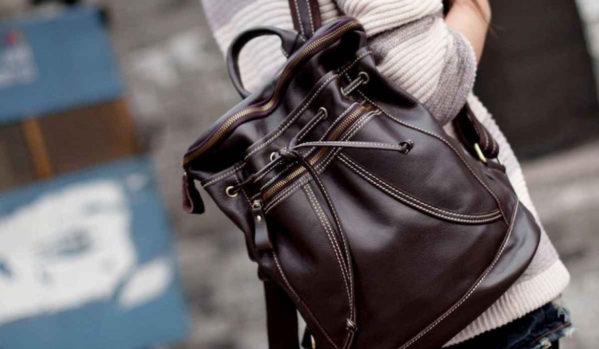 Buy female’s leather bag backpack + great price